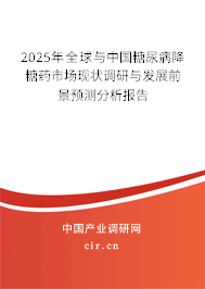 2025年全球與中國糖尿病降糖藥市場現(xiàn)狀調(diào)研與發(fā)展前景預(yù)測分析報告