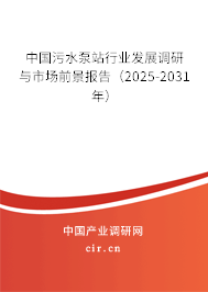 中國污水泵站行業(yè)發(fā)展調(diào)研與市場前景報告（2025-2031年）