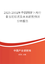 2025-2031年中國胡蘿卜片行業(yè)當前現(xiàn)狀及未來趨勢預測分析報告