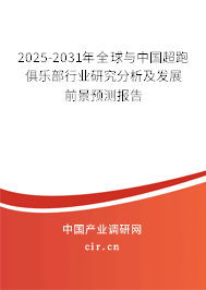 2025-2031年全球與中國超跑俱樂部行業(yè)研究分析及發(fā)展前景預測報告