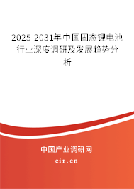 2025-2031年中國固態(tài)鋰電池行業(yè)深度調(diào)研及發(fā)展趨勢分析 2025-2031年中國固態(tài)鋰電池行業(yè)深度調(diào)研及發(fā)展趨勢分析