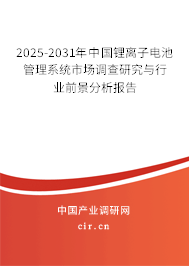 2025-2031年中國(guó)鋰離子電池管理系統(tǒng)市場(chǎng)調(diào)查研究與行業(yè)前景分析報(bào)告 2025-2031年中國(guó)鋰離子電池管理系統(tǒng)市場(chǎng)調(diào)查研究與行業(yè)前景分析報(bào)告
