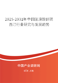 2025-2031年中國氫溴酸伏硫西汀行業(yè)研究與發(fā)展趨勢 2025-2031年中國氫溴酸伏硫西汀行業(yè)研究與發(fā)展趨勢