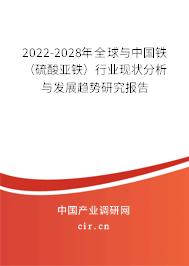 2022-2028年全球與中國(guó)鐵（硫酸亞鐵）行業(yè)現(xiàn)狀分析與發(fā)展趨勢(shì)研究報(bào)告