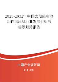 2025-2031年中國太陽能電池組件層壓機行業(yè)發(fā)展分析與前景趨勢報告 2025-2031年中國太陽能電池組件層壓機行業(yè)發(fā)展分析與前景趨勢報告
