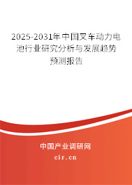 2025-2031年中國叉車動力電池行業(yè)研究分析與發(fā)展趨勢預測報告 2025-2031年中國叉車動力電池行業(yè)研究分析與發(fā)展趨勢預測報告