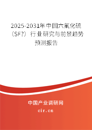 2025-2031年中國六氟化硫(SF?)行業(yè)研究與前景趨勢預測報告 2025-2031年中國六氟化硫(SF?)行業(yè)研究與前景趨勢預測報告