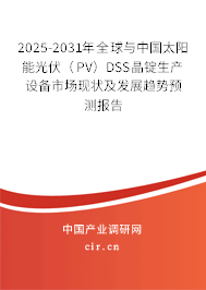 2025-2031年全球與中國太陽能光伏(PV)DSS晶錠生產(chǎn)設(shè)備市場現(xiàn)狀及發(fā)展趨勢預(yù)測報告 2025-2031年全球與中國太陽能光伏(PV)DSS晶錠生產(chǎn)設(shè)備市場現(xiàn)狀及發(fā)展趨勢預(yù)測報告