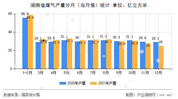湖南省煤氣產(chǎn)量分月(當月值)統(tǒng)計 湖南省煤氣產(chǎn)量分月(當月值)統(tǒng)計